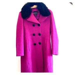Bagatelle Fuchsia💕Coat Sz14 w/BLK Faux Fur Collar